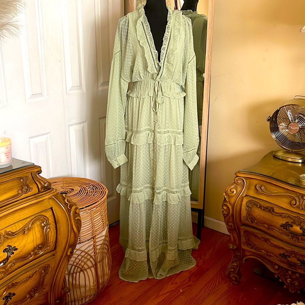 NWT Asos Mint Green Peasant Maxi Dress